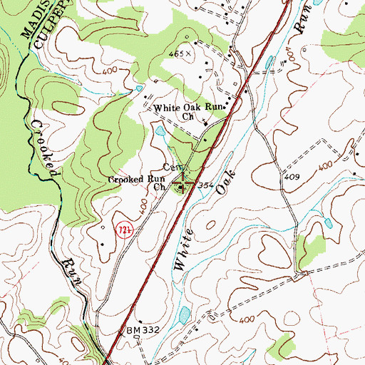 Topographic Map of Crooked Run Church, VA