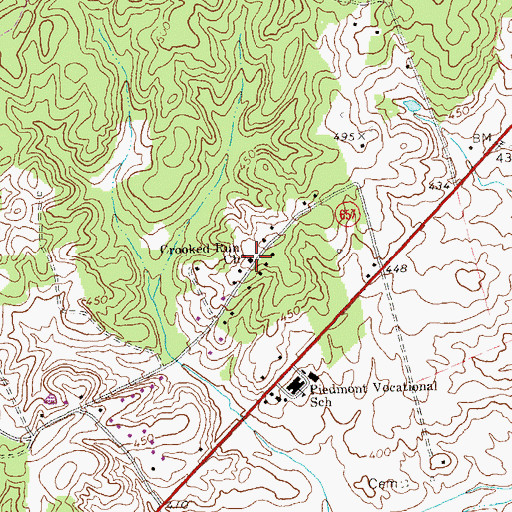 Topographic Map of Crooked Run Church, VA