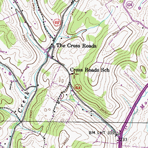 Topographic Map of Cross Roads School, VA