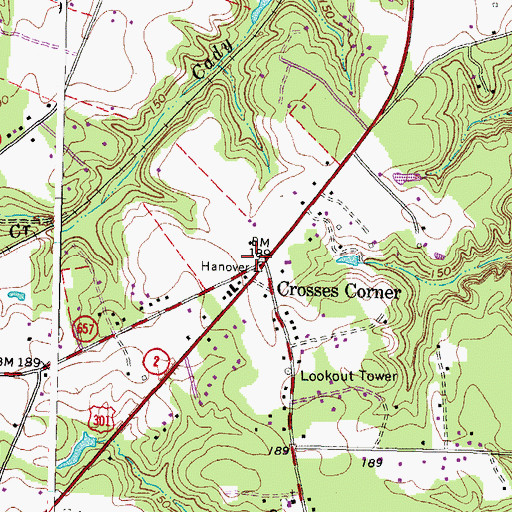 Topographic Map of Crosses Corner, VA