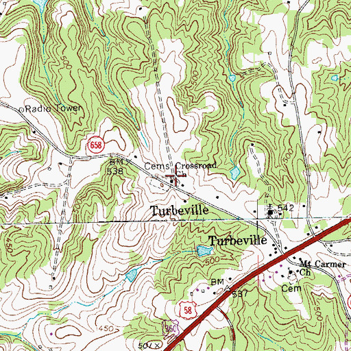 Topographic Map of Crossroad Church, VA