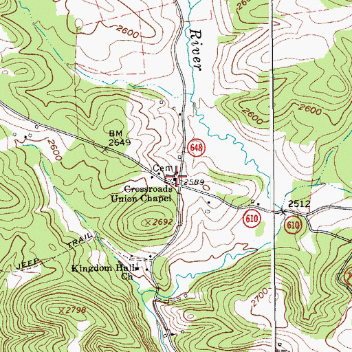 Topographic Map of Crossroads Union Chapel, VA