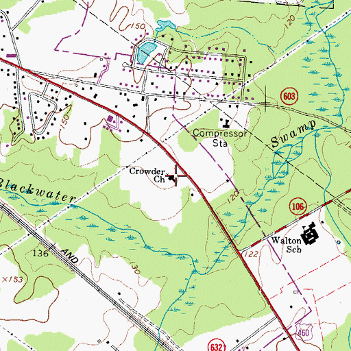 Topographic Map of Crowder Church, VA