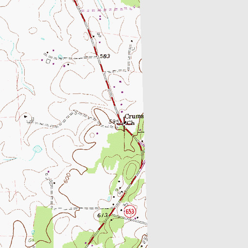 Topographic Map of Crums Church, VA