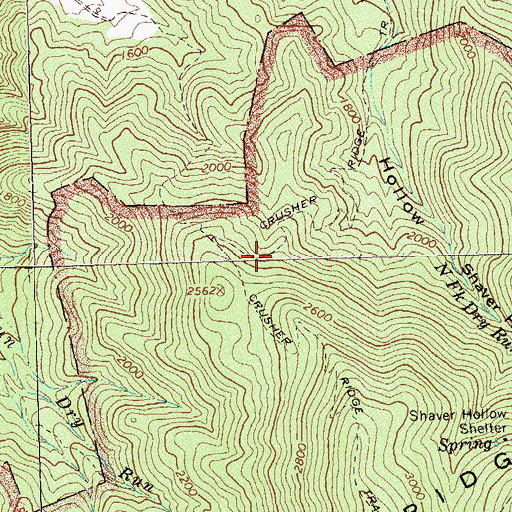 Topographic Map of Crusher Ridge Trail, VA