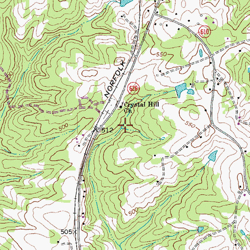 Topographic Map of Crystal Hill Church, VA