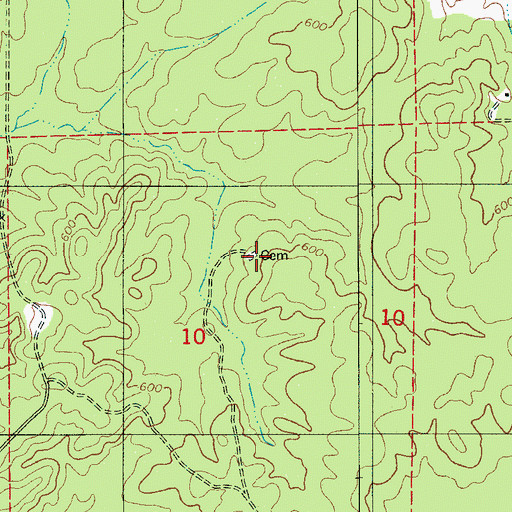Topographic Map of Rocky Ridge Cemetery, AL