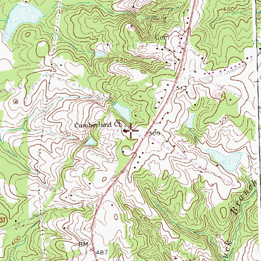 Topographic Map of Cumberland Church, VA