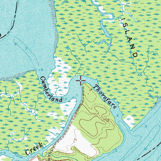 Topographic Map of Cumberland Thorofare, VA