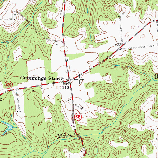 Topographic Map of Cummings Store, VA