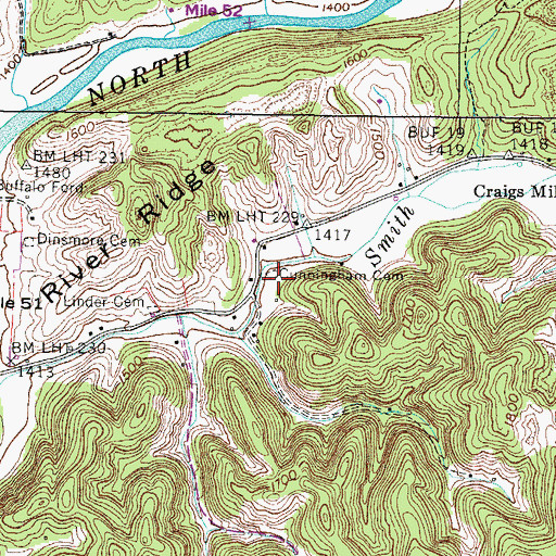 Topographic Map of Cunningham Cemetery, VA