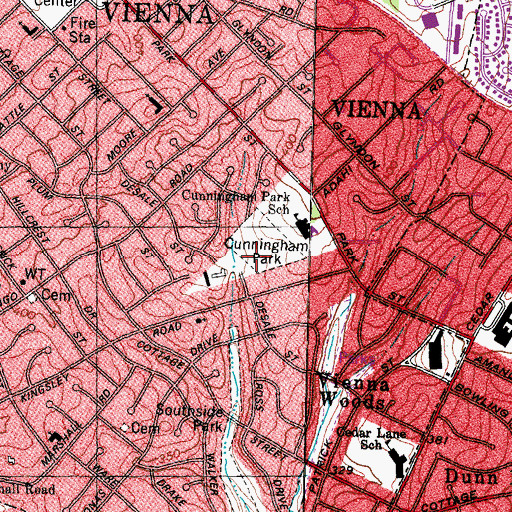 Topographic Map of Cunningham Park, VA