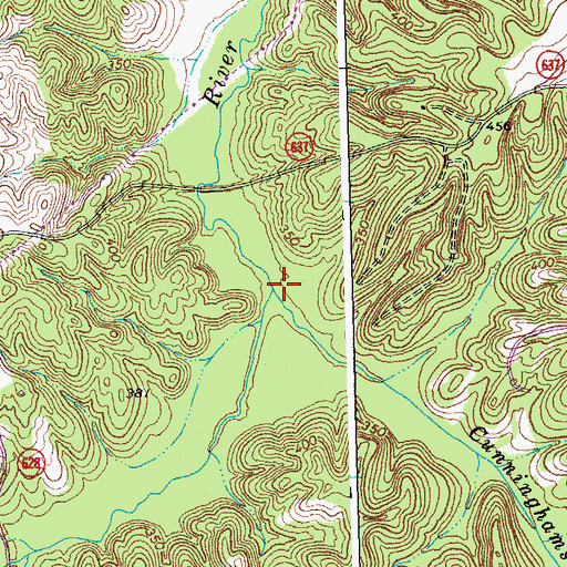 Topographic Map of Cunninghams Creek, VA