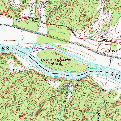 Topographic Map of Cunninghams Island, VA