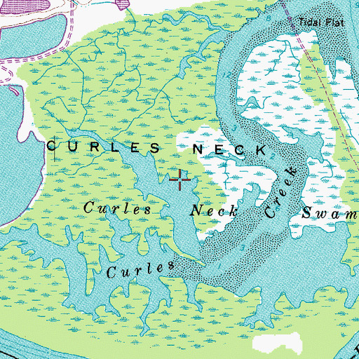 Topographic Map of Curles Neck Swamp, VA