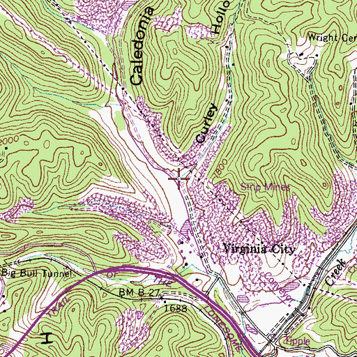Topographic Map of Curley Hollow, VA