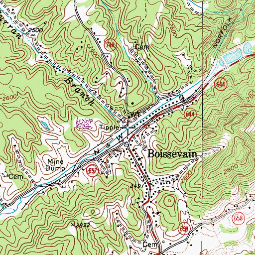 Topographic Map of Curran Branch, VA