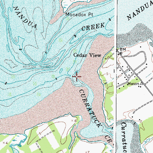 Topographic Map of Curratuck Creek, VA