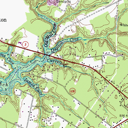 Topographic Map of Currell Cove, VA