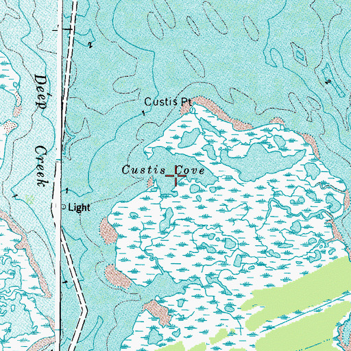 Topographic Map of Custis Cove, VA