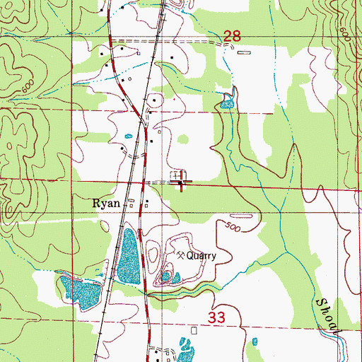 Topographic Map of Ryan Baptist Church, AL