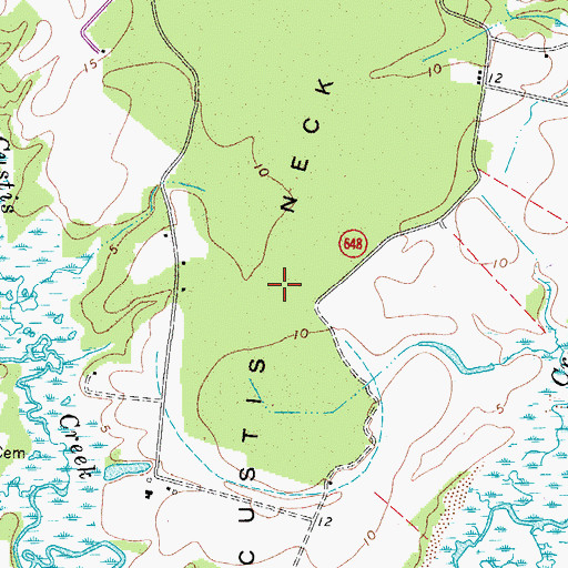 Topographic Map of Custis Neck, VA