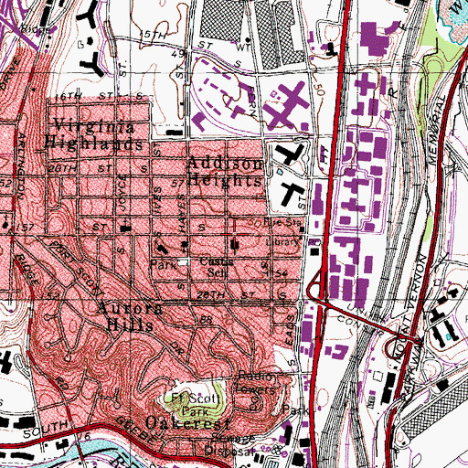 Topographic Map of Nellie Custis Elementary School, VA