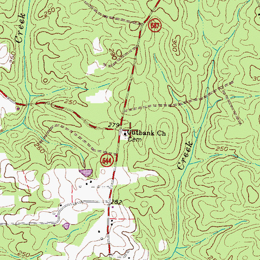 Topographic Map of Cut Banks Baptist Church, VA