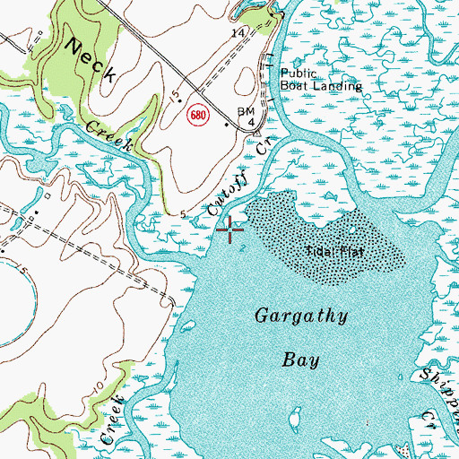 Topographic Map of Cutoff Creek, VA