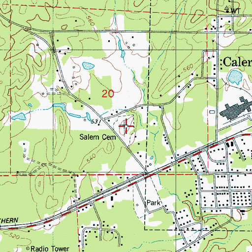 Topographic Map of Salem Cemetery, AL