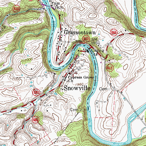 Topographic Map of Cypress Grove Church, VA