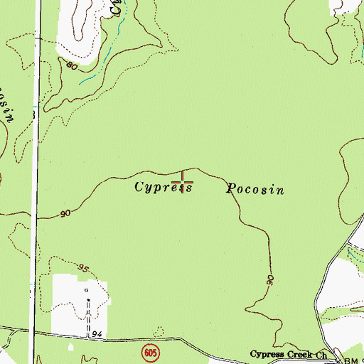 Topographic Map of Cypress Pocosin, VA