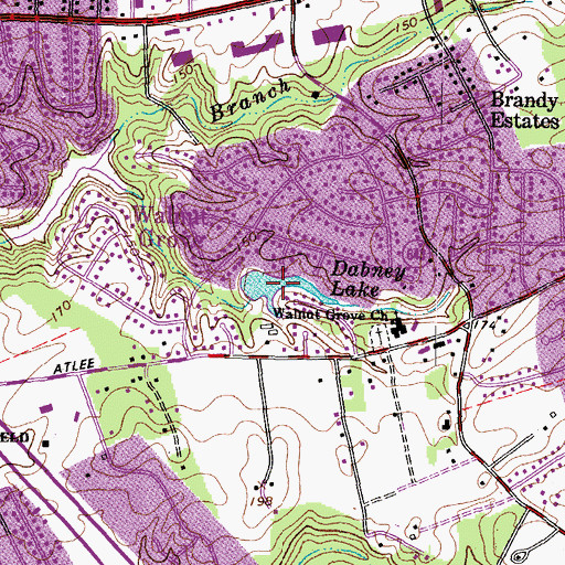 Topographic Map of Dabney Lake, VA