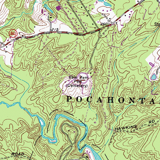 Topographic Map of Dale Memorial Park, VA