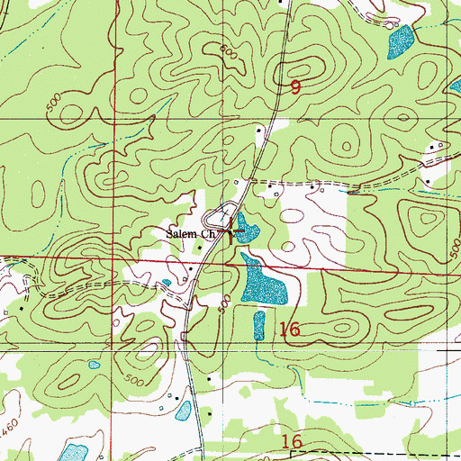 Topographic Map of Salem Church, AL