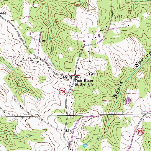Topographic Map of Dan River Bethel Church, VA