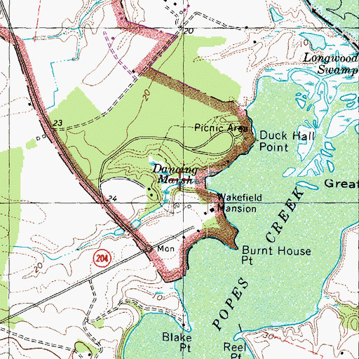 Topographic Map of Dancing Marsh, VA