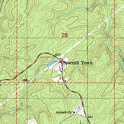 Topographic Map of Sawmill Town, AL