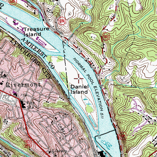 Topographic Map of Daniel Island, VA