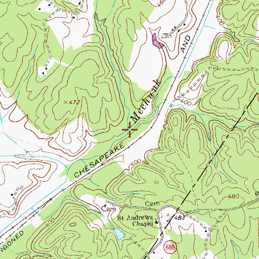 Topographic Map of Daniels Branch, VA