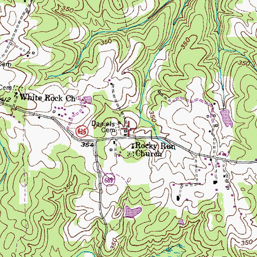 Topographic Map of Daniels Cemetery, VA