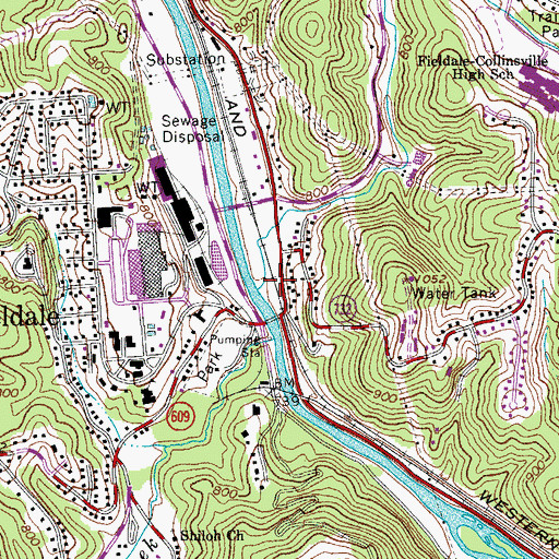 Topographic Map of Daniels Creek, VA