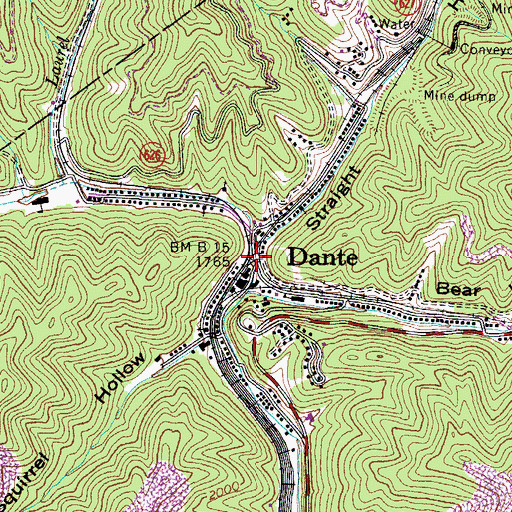 Topographic Map of Dante, VA