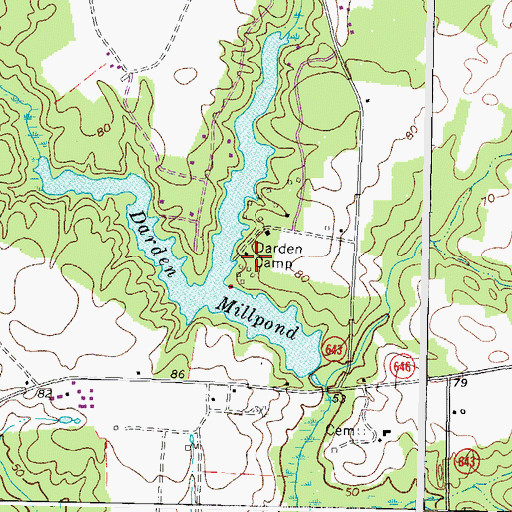 Topographic Map of Darden Camp, VA