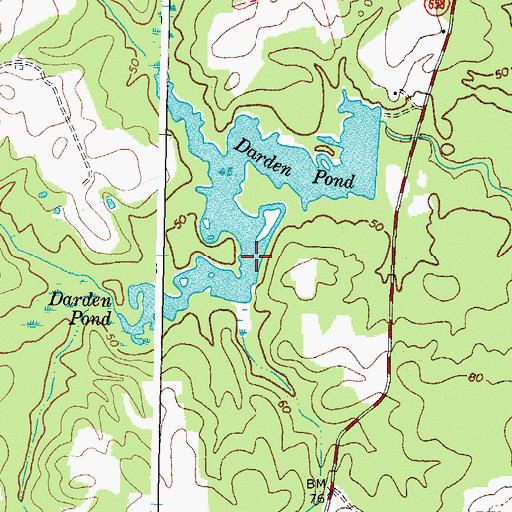 Topographic Map of Darden Pond, VA