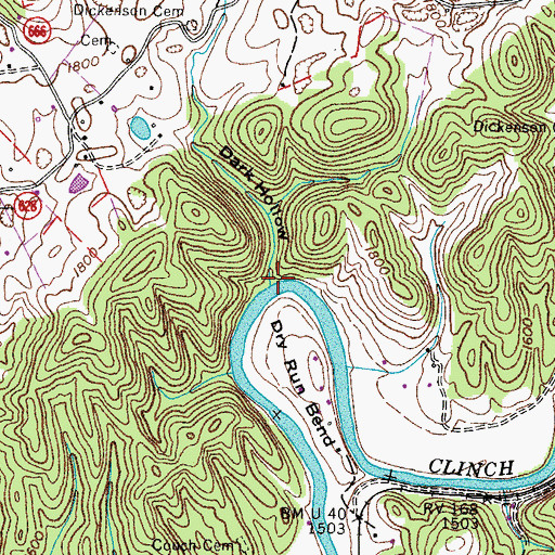 Topographic Map of Dark Hollow, VA