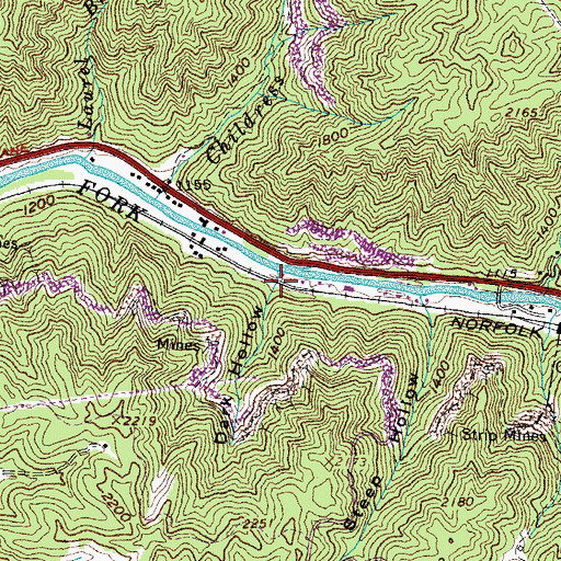 Topographic Map of Dark Hollow, VA