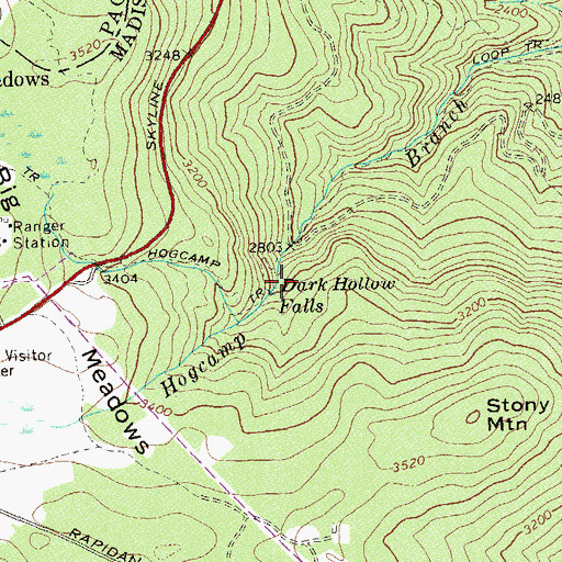 Topographic Map of Dark Hollow Falls, VA