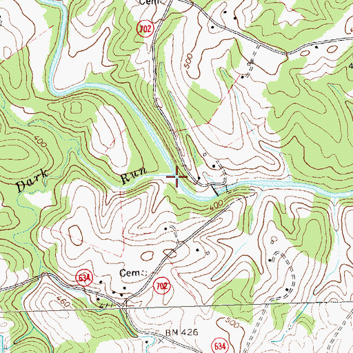 Topographic Map of Dark Run, VA