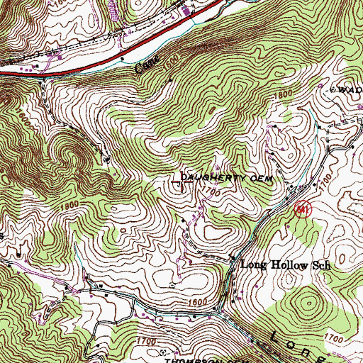 Topographic Map of Daugherty Cemetery, VA